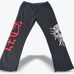 Von Dutch Black Sweatpants Men Size Medium Dragon Flames Graphic Logo